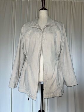 London Fog Ladies Khaki Drawstring Waist Microsuede Water Resistant Rain Jacket